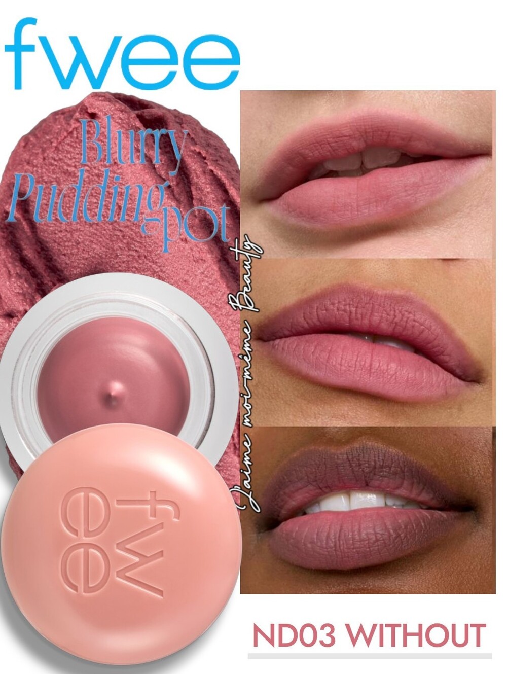 Blurry Pudding Pot Lip & Cheek Cream — ND03 Without Pink - Baby Pink NEW
